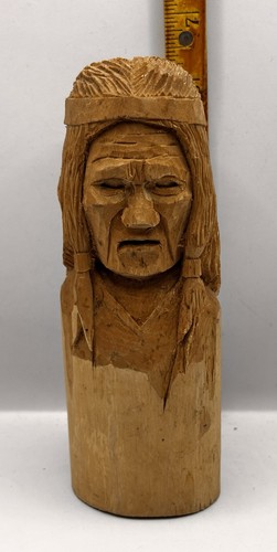 Primitive Hand Carved Wood Native American Bust Totum Unfinished