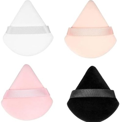 4 facial soft triangle puffs, wet and dry makeup Triangle (4 PCS) Color Mixture