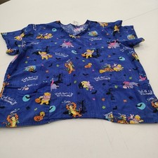 Women's Size XL Disney Winnie Pooh Halloween Scrub Top Excellent Condition