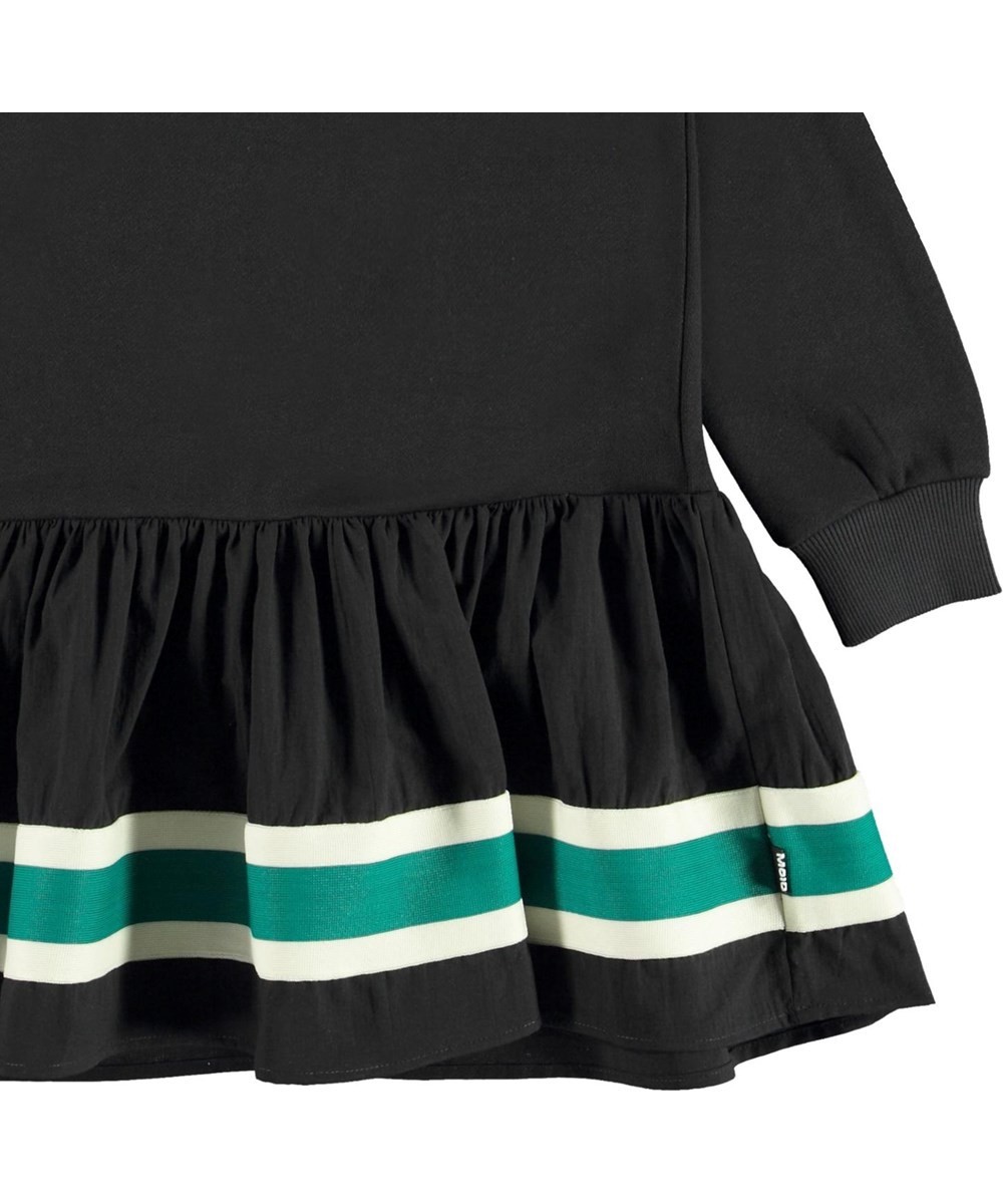 Molo Girl's 11-12 Black Carmen Sweatshirt Dress Striped Pullover  Organic Cotton