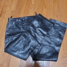 Vintage Gap Black 100 Leather Pants size 2 Biker Western Y2K Classy Chic 90s