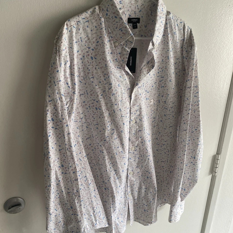 Camisa divertida Express Slim 1x Para hombres Talla XLarge Confettii Floral Abotonada Foto 4 de 4