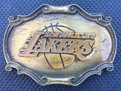 Vintage Los Angeles Lakers Western Belt Buckle 1978 Raintree 3D Purple Gold 