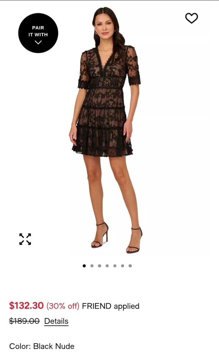 adrianna papell women's v-neck lace embroidery dress Amazon.com: Adrianna Papell Women's Lace Embroidered Dress
