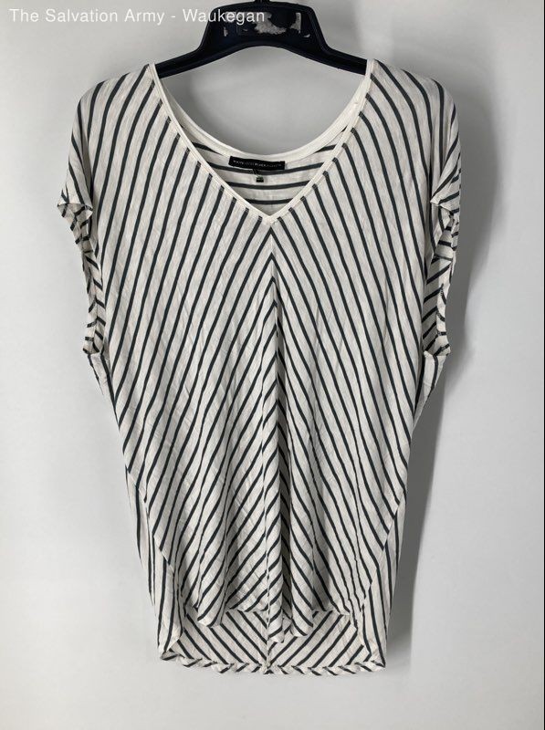 White House Black Market Womens White Gray V-Neck Tunic Blouse Top No Size