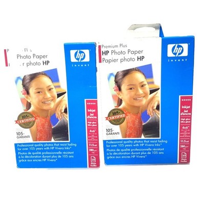 Premium Plus HP Photo Paper 2-Box Set High Gloss Inkjet 4x6'' 20 Sheets per Box