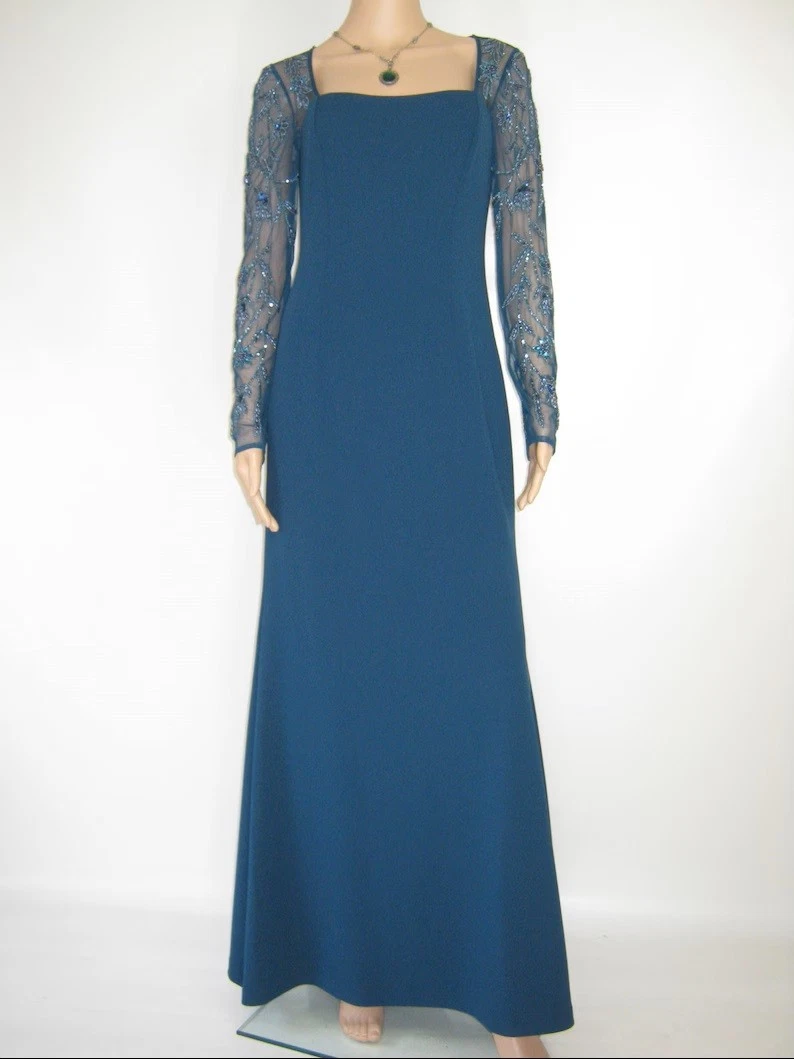 Adrianna Papell Vestido de Baile / Vestido de Cóctel Turquesa con Adornos, 34 *NOBLE*