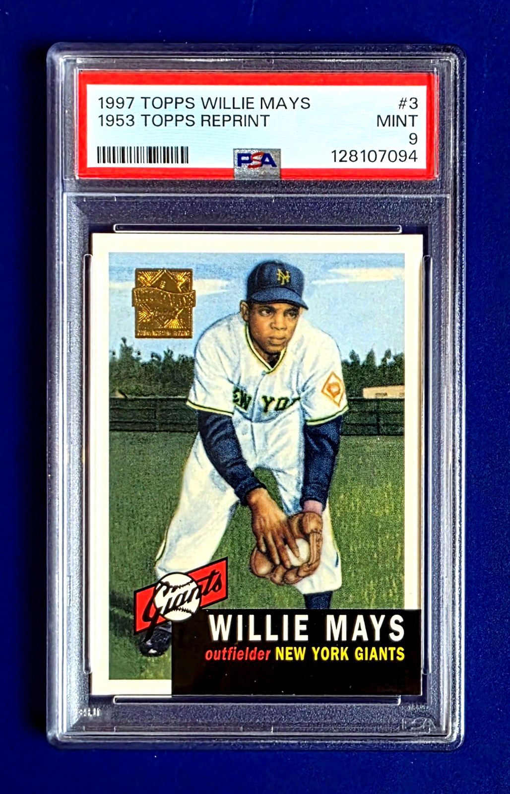 Willie Mays 1953 Topps #244 Giants HOF GOAT Gold 1997 Sharp Centered PSA 9 MINT