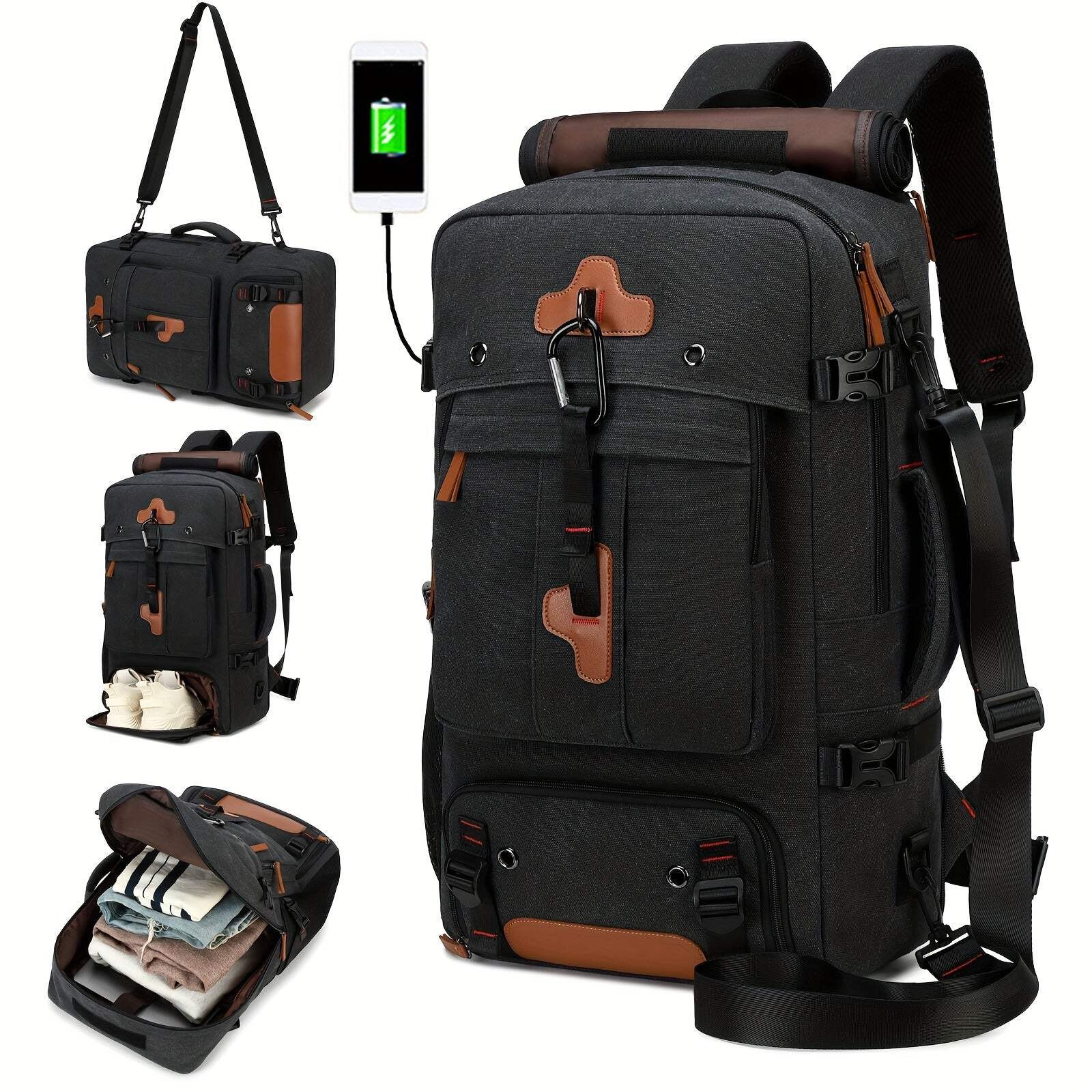 NNETM Hiking Backpack with USB & Shoe Compartment
