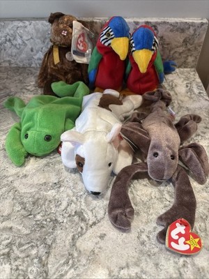 Lot Of 6 Beanie Babies Stinger Legs Jabber X2 Butch Champion 2002 FIFA World Cup