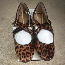 A New Day Women's Mary Jane Flats Size 11 Faux Suede Animal Print Buckle