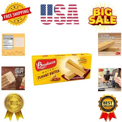 Bauducco Peanut Butter Wafers - Crispy Wafer Cookies With 3 Delicious, Indulg...