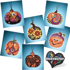 Charmed Pumpkins Beaded Counted Cross Stitch Kits, Set of 6 - Mill Hill Ornament