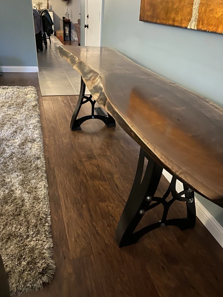 Custom Black Walnut Slab Epoxy River Table and End Table  - Image 2 of 4