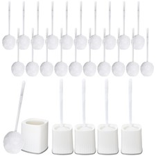 20 Pcs Toilet Bowl Brush Mop and 4 Pcs Brush Holder White Reusable Toilet Bow...