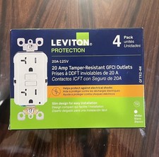 Leviton 20 Amp 125-Volt Tamper Resistant GFCI Outlet, White (4-Pack) GFTR2-4W