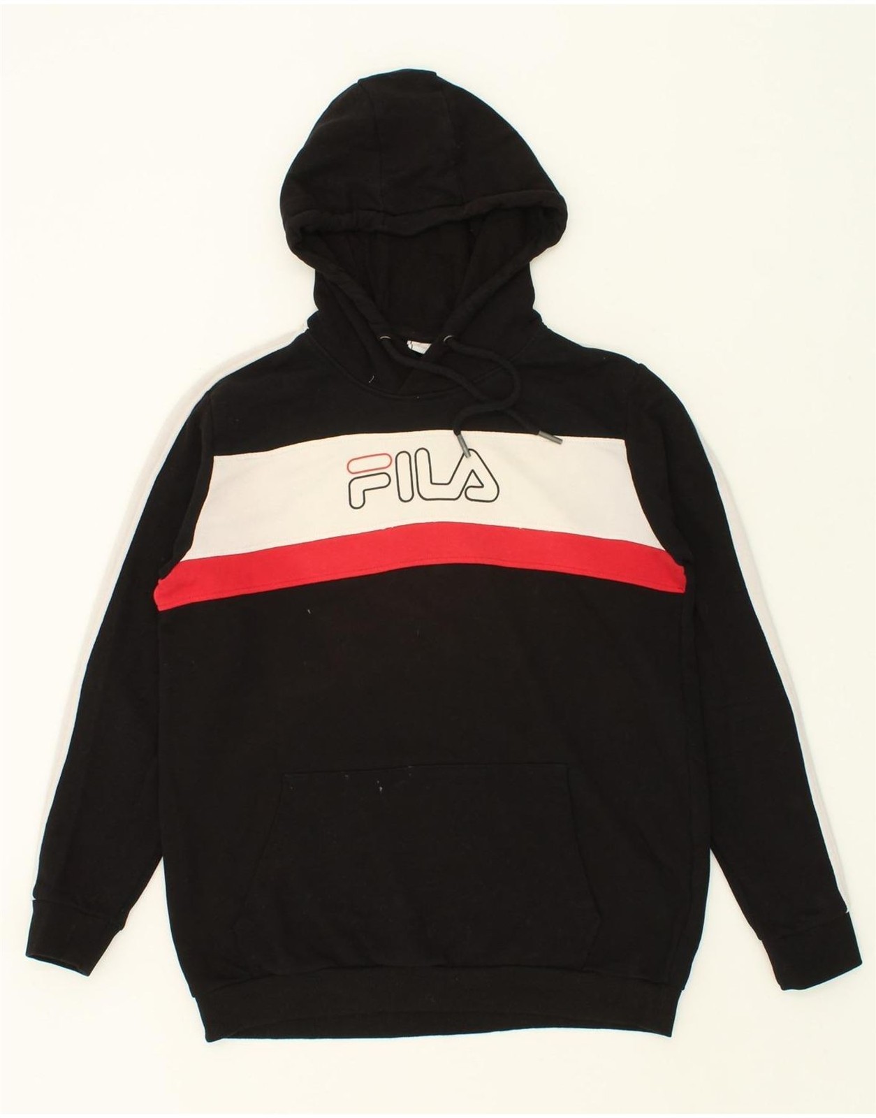 FILA Maglione Uomo Grafico con Cappuccio Grande Nero Colorblock Cotone AU03