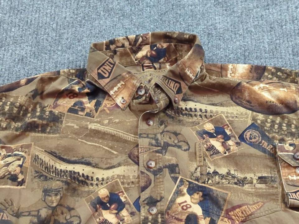 Camisa North River Para Hombres Grande Manga Larga Camisa Fútbol Deportes AOP Botón Informal Foto 2 de 4