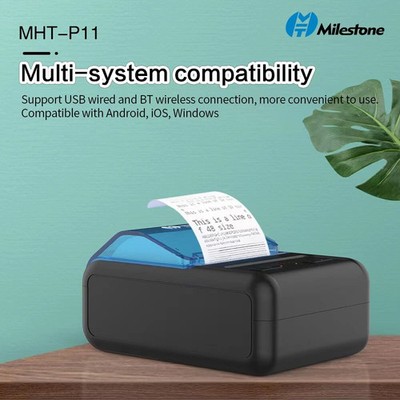 Milestone Thermal Label Printer, Black &Blue, MHT-P11, USB+BT