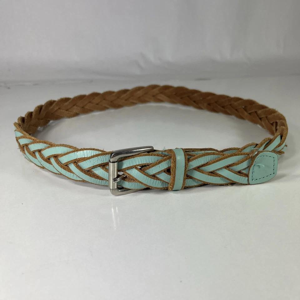 Calvin Klein 浅蓝色编织腰带 - 真皮 - 女式 30 码 — 第 2/4 张图片