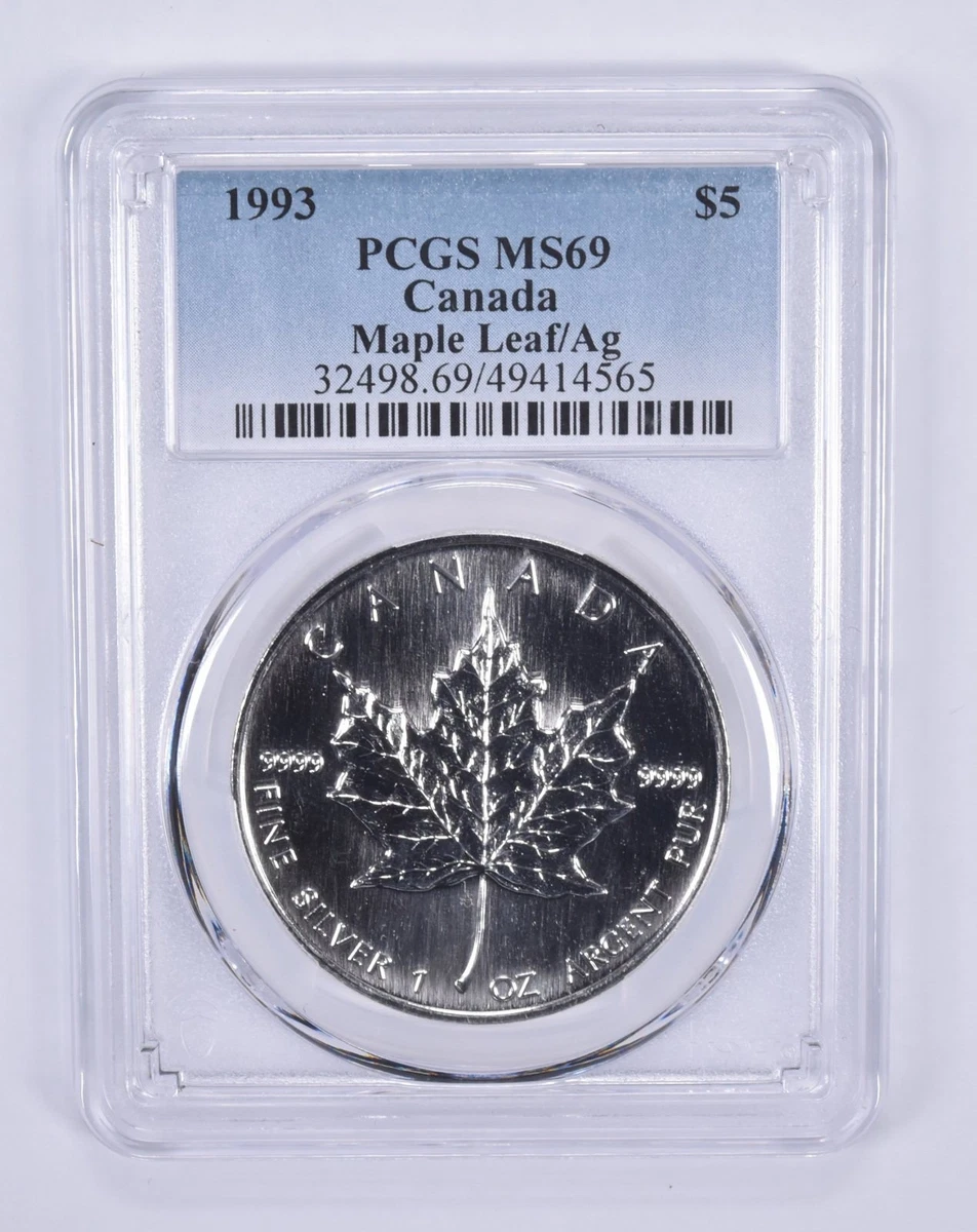 Canadian Maple Leaf MS 69 PCGS Certified Silver Bullion Coins for