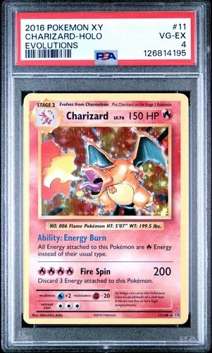 2016 Pokemon XY Evolutions Charizard Classic Holo PSA 4 11/108 VG-EX Fresh Cert