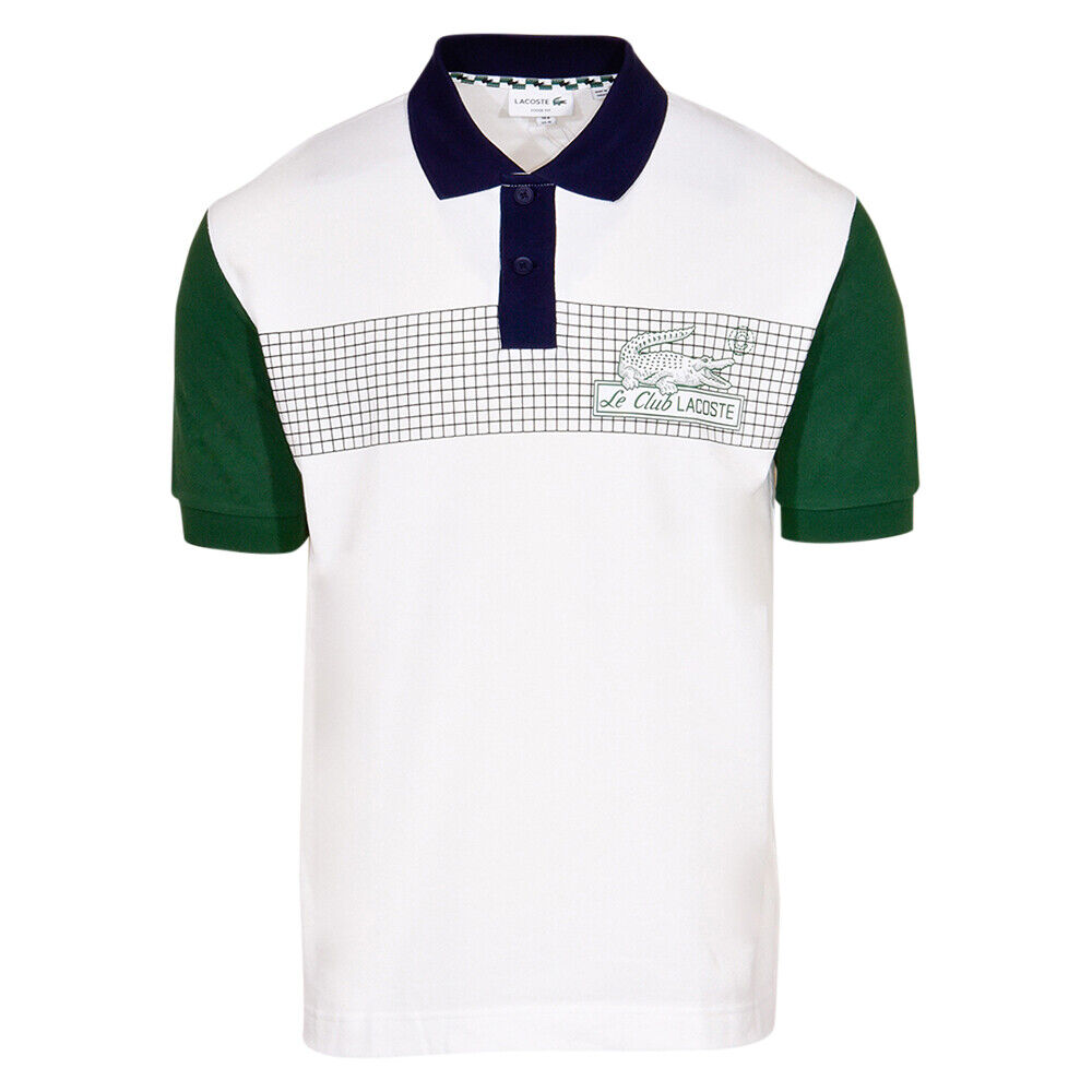Lacoste Men's Polo Shirt Flour/Green Loose-Fit Le-Club Croc Short ...