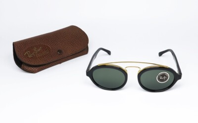 VINTAGE SUNGLASSES RAY BAN GATSBY STYLE W0940 BLACK GOLD G-15 B&L OVAL  MATRIX