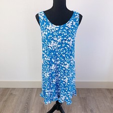 Draper James Ruffle Hem Sleeveless Tank Blue Nightie White Dress Pajamas S/M