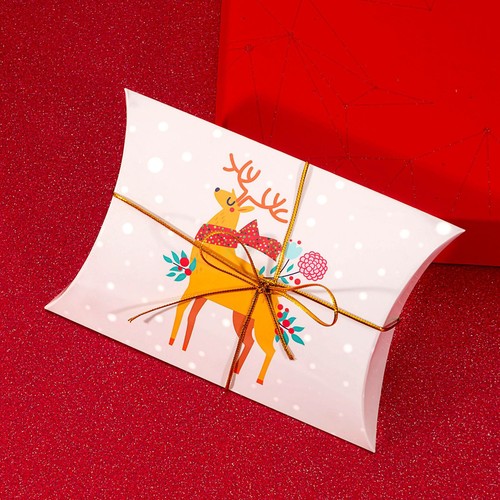 10/20X Christmas Pillow Shape Candy Box Christmas Gift Box Cookie Box Party Bag - Picture 11 of 16