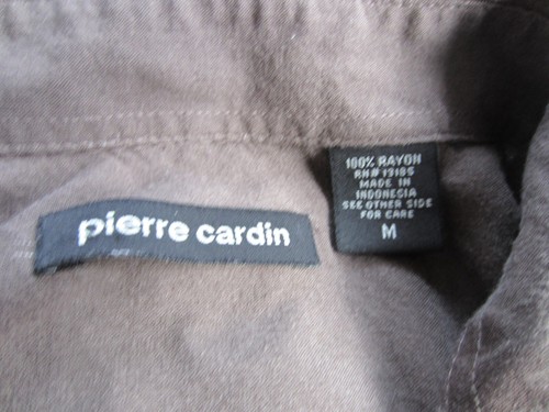Mens Pierre Cardin Island Themed Brown Button Up Short Sleeve Shirt Size M - Picture 4 of 6