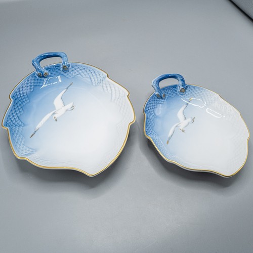 Bing & Grondahl B & G Seagull Leaf Dish Bowl Pair 7 1/2" & 10" -198 199 - Picture 7 of 12
