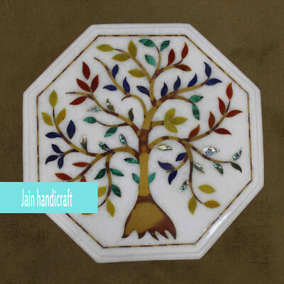 18'' coffee center white Marble Table Top Inlay stones art work home decor wqn