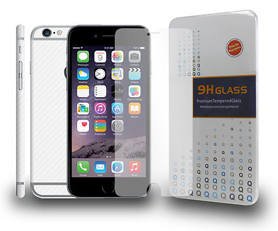 100 % echtes Hartglas für iPhone 6 & 6 Plus mit kostenloser strukturierter Carbonhülle