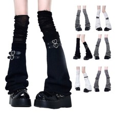 Harajuku Flared Long Leg Warmers with Buckled Belt Thigh High Socks Streetwear
