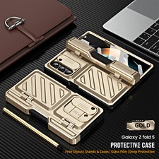 For Samsung Galaxy Z Fold 5/4 Hinge Screen Protector Stand Holder Case with Pen