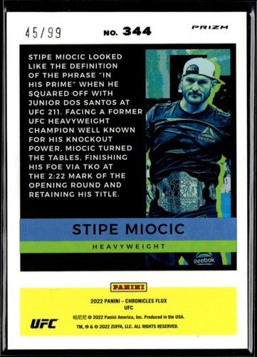 2022 UFC CHRONICLES FLUX BLUE #344 STIPE MIOCIC /99 - Picture 2 of 2