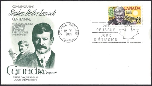 🍁Canada # 504     "STEPHEN LEACOCK"     Brand New  1969  Kingswood Cover