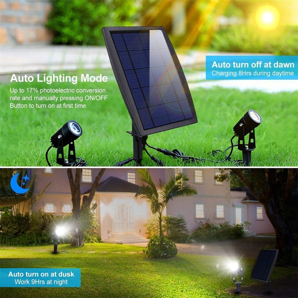 Twin Solar Spotlight Outdoor Light Sensor Lamps Waterproof eBay
