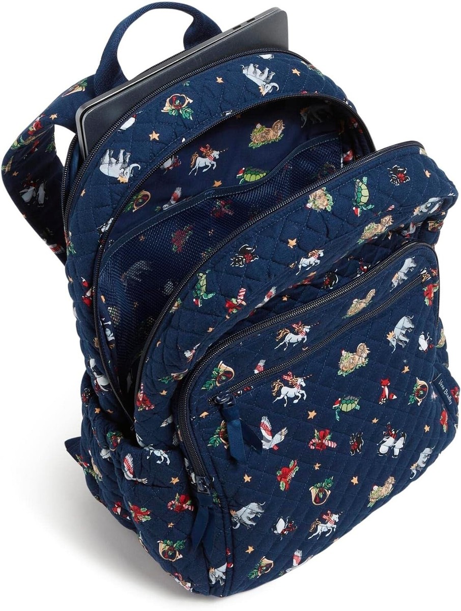 Vera Bradley Quilted Campus Backpack - Snow‎ Globe Motifs Blue Holiday - NWT Vera Bradley +Weekender Travel Bag + Campus Backpack SNOW  main image 4