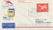 ÖSTERREICH 1958 Kab.-Jubiläums-Sonderflug 40 Jahre AUA Flugpost WIEN - FRANKFURT