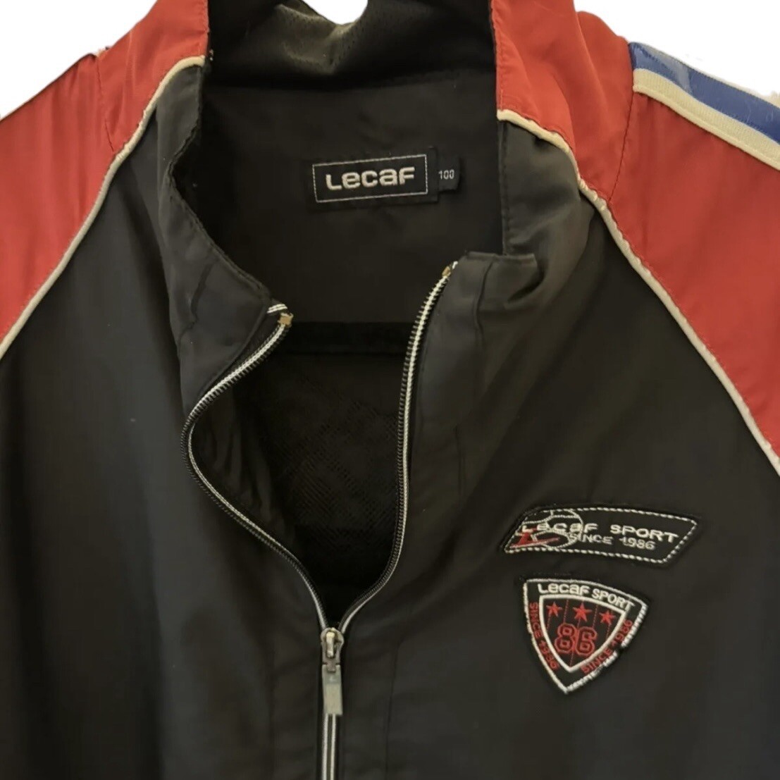 Rare LECAF Sport 1986 Mens Black  Red Jacket Embroidered Racing Size 100