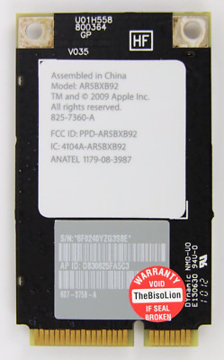 WiFi Karte Card AR5BXB92 825-7360 607-3758 Apple iMac A1311 A1312 Mac Pro A1289