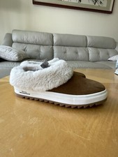 Blondo Womens 5.5 Slippers Shoes Suede Waterproof Brown Faux Fur Trim Clog Mule