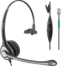   Wantek A600 Corded Telephone Headset Mono with Noise Canceling Mic, Open box  