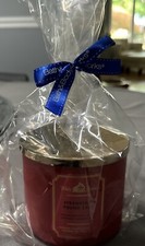 Bath and Body Works 3 Wick Candle Strawberry Pound Cake White Barn Red