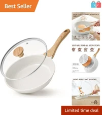 Healthy 8-Inch Nonstick Ceramic Skillet with Lid - Induction Compatible Cooking