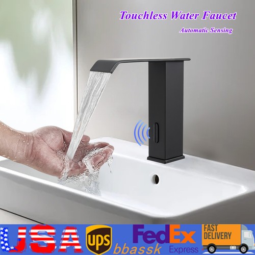 Bathroom Faucet Waterfall Touchless Lavatory Vanity Sink Tap Adjustable Temperat