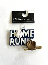 The Christmas Shoppe Home Run Baseball Glove and Bat Ornament New