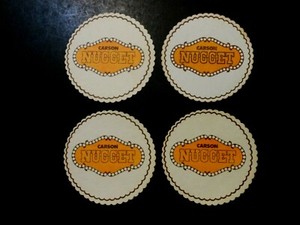 (4) CASINO BEER COASTERS CARSON NUGGET CASINO CARSON CITY, NEVADA   lightly used